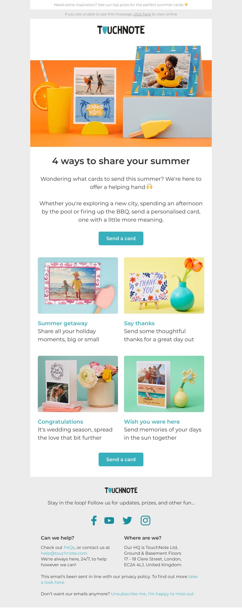 TouchNote - Sarah, 4 ways to share the love this summer ❤️