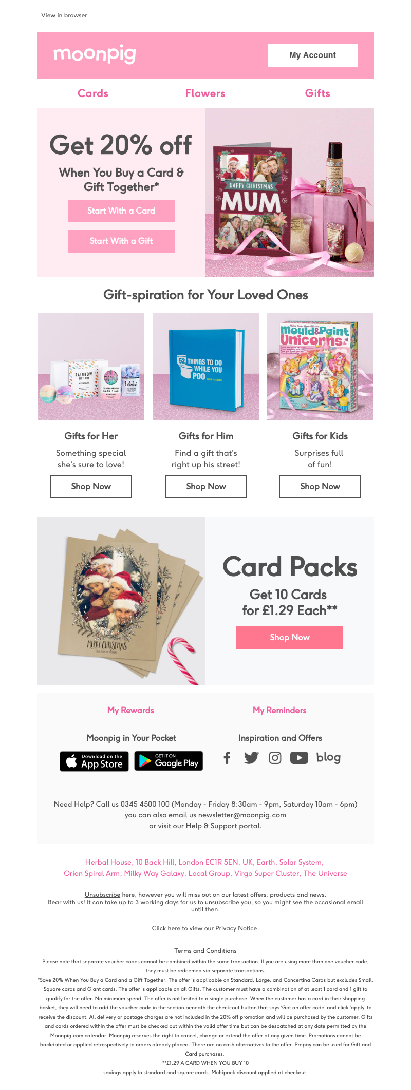 Moonpig - 20% off cards and gifts! Best Christmas EVER, here we come!