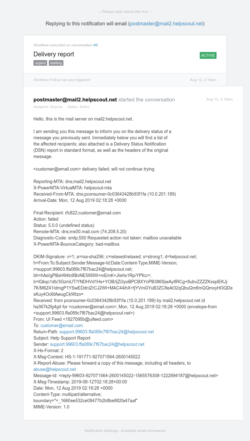  - [#5] Delivery report