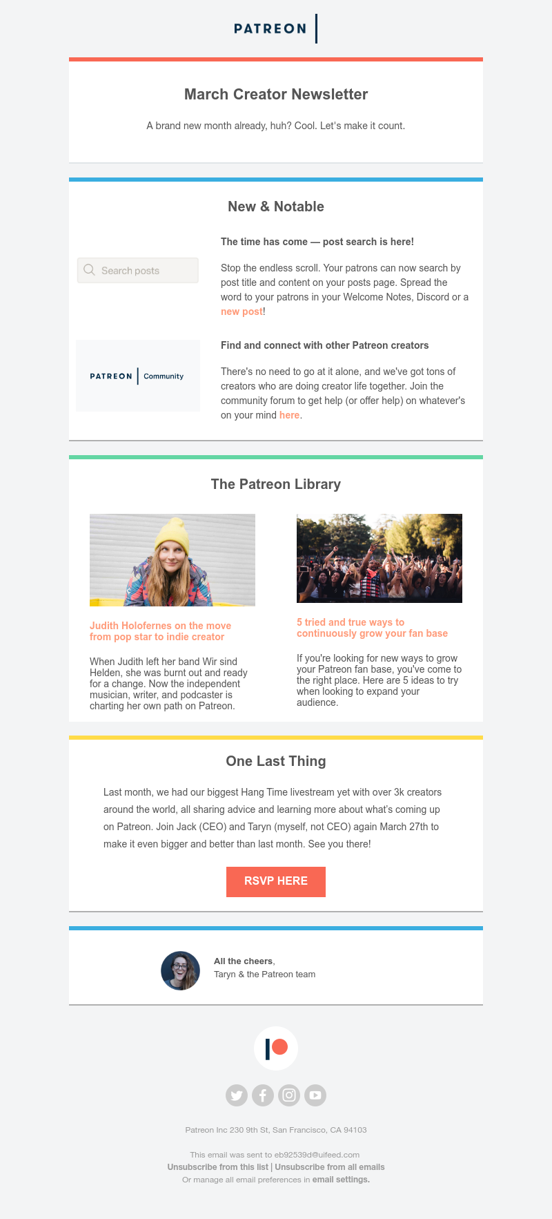 Patreon - 📦 Your March creator newsletter has arrived