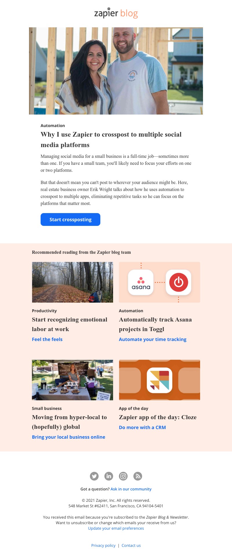 Zapier - Crosspost to multiple social media platforms automatically