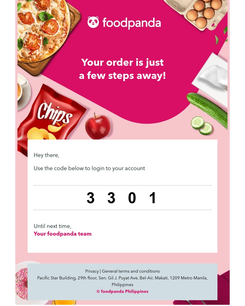  - 3301 -                                     Ready to access your foodpanda account?