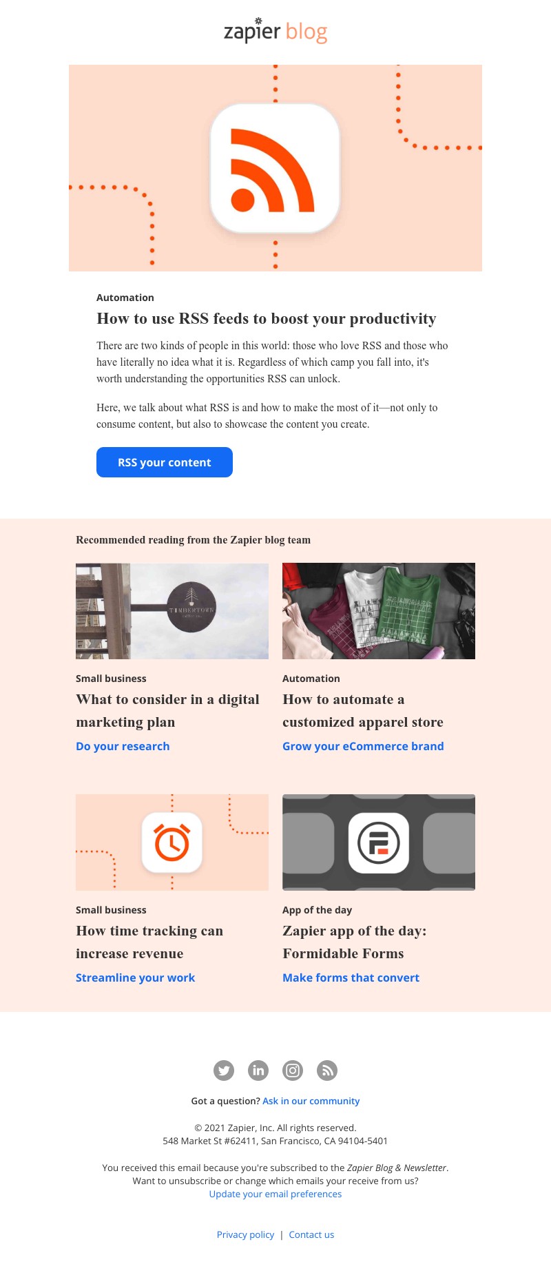 Zapier - How to use RSS feeds to boost your productivity