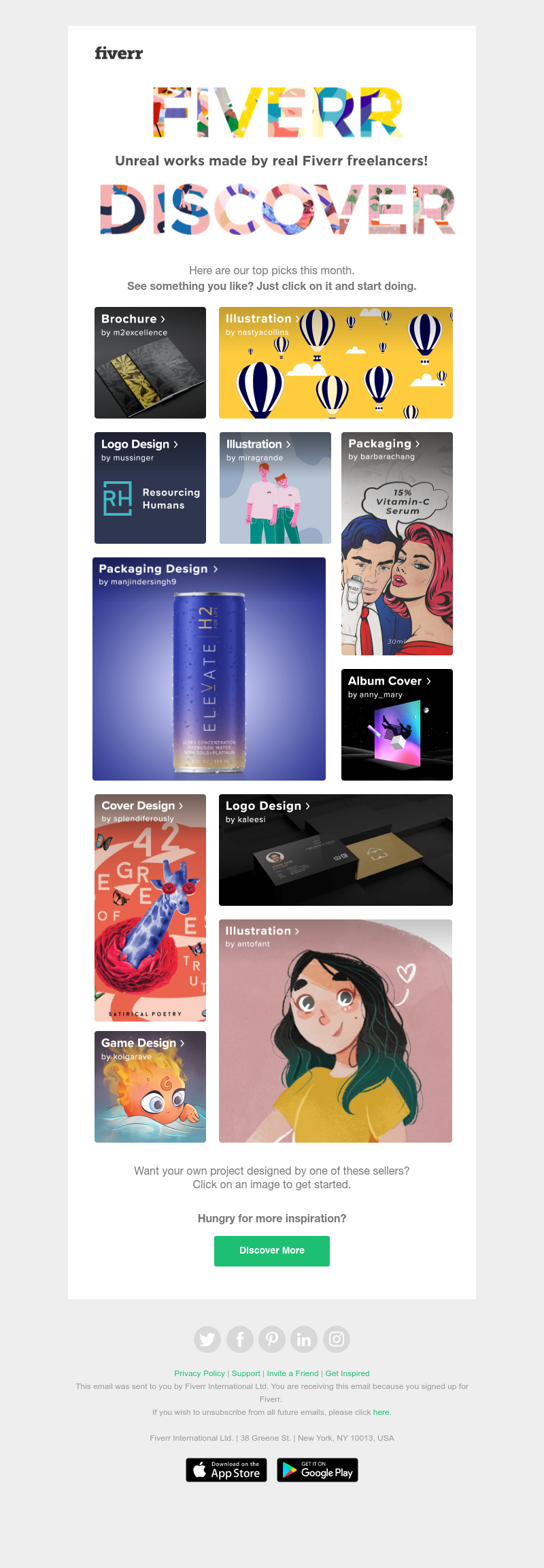 Fiverr - Your monthly dose of inspiration