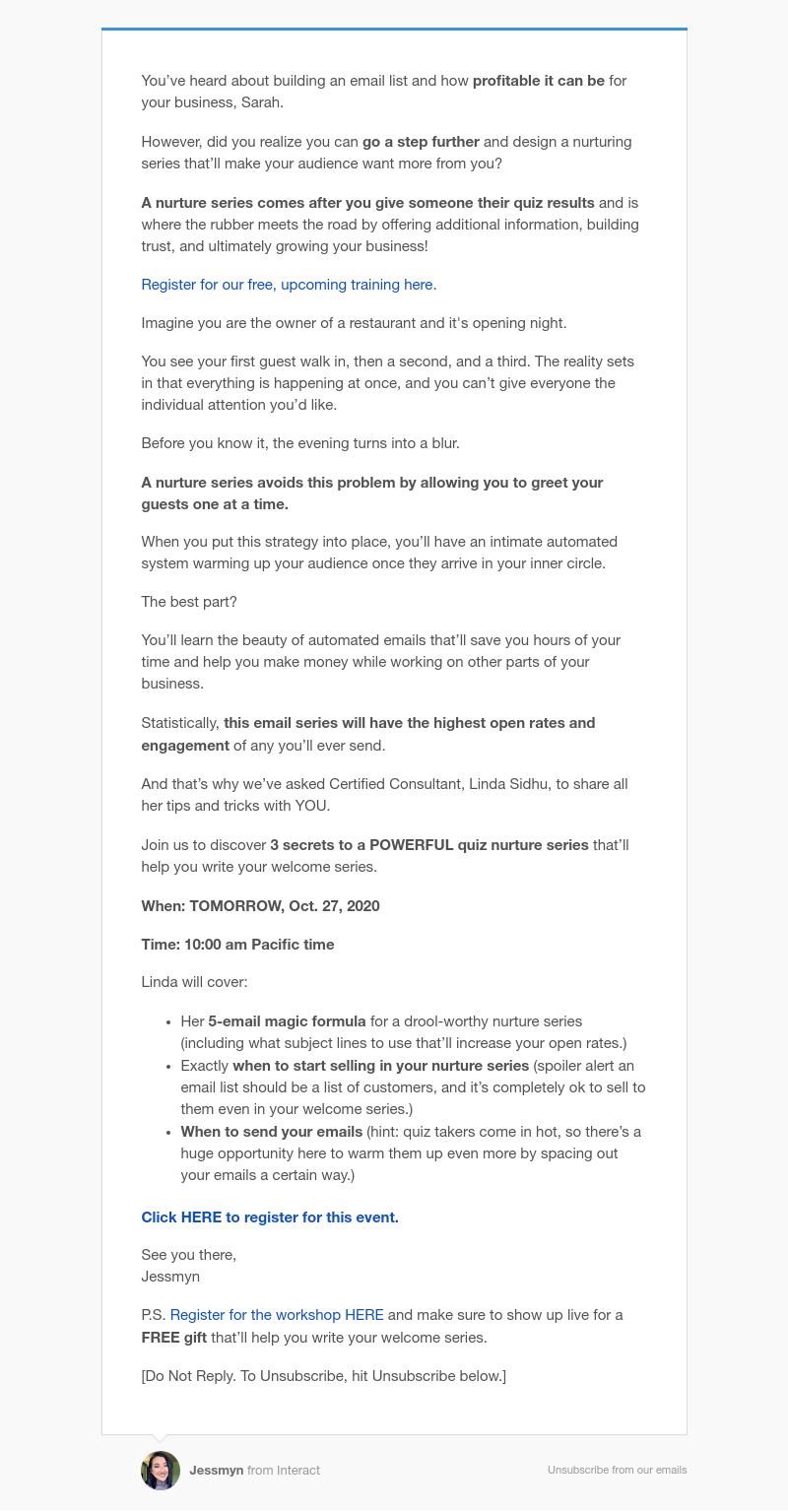 Interact - [Last chance] steal this formula to nurture your new leads
