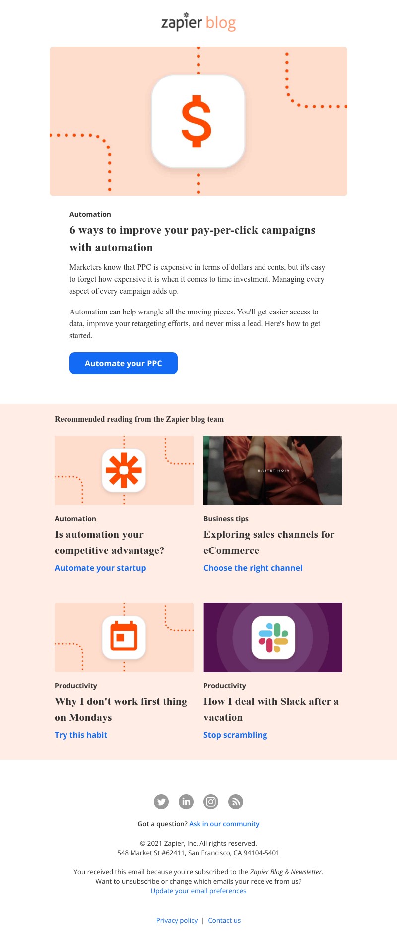 Zapier - 6 ways to improve your PPC campaigns with automation