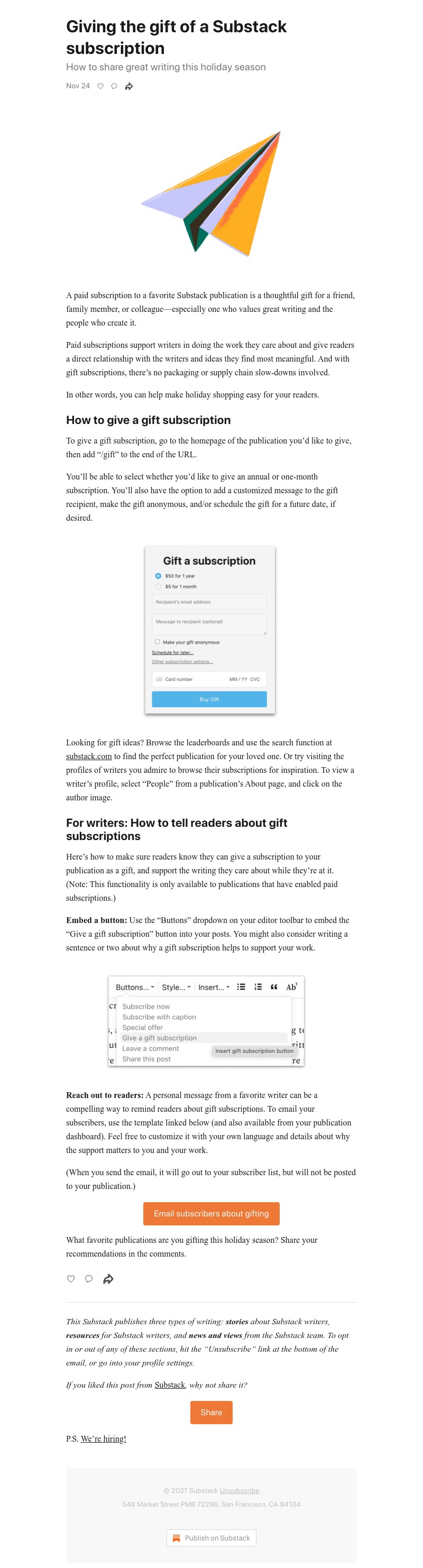 Substack - Giving the gift of a Substack subscription
