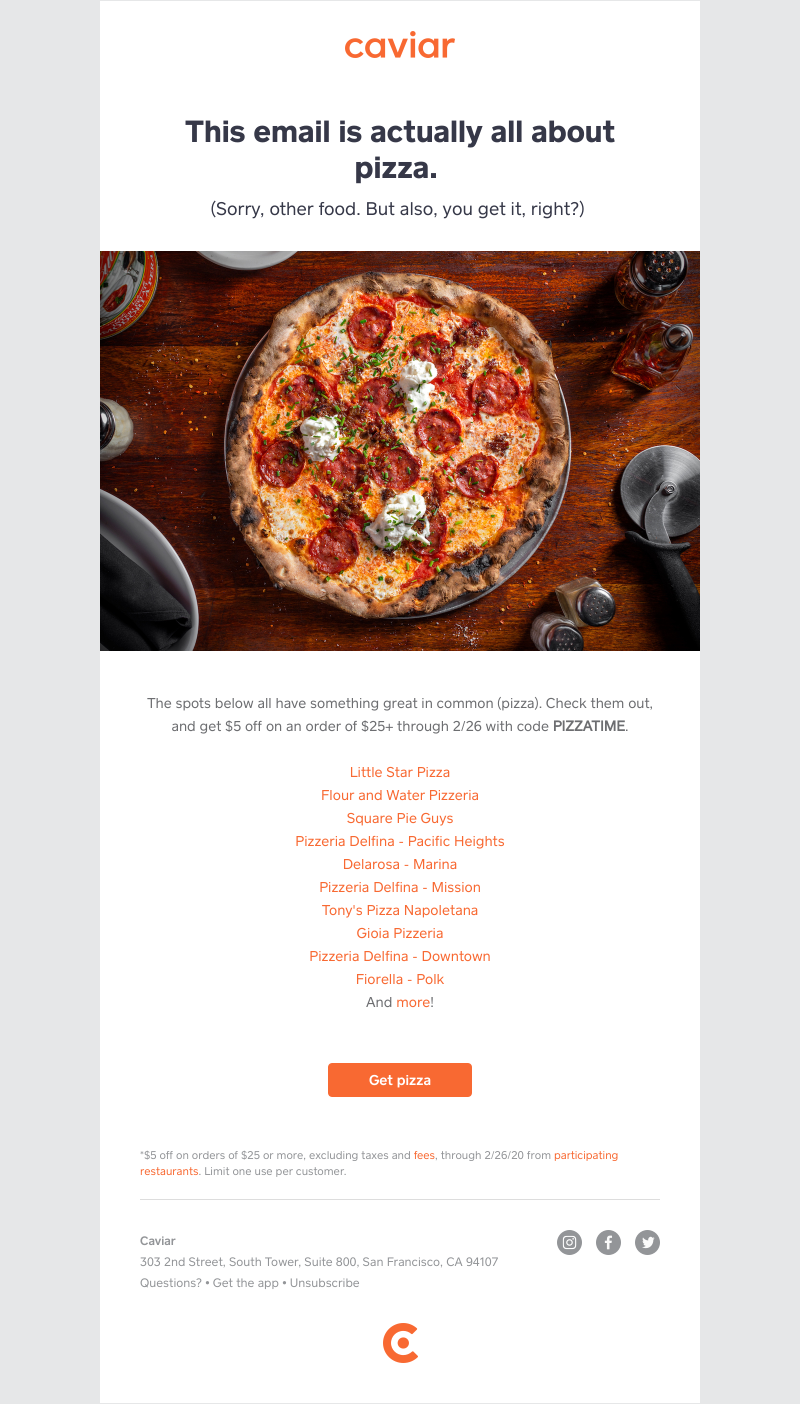  - We have pizza + $5 off