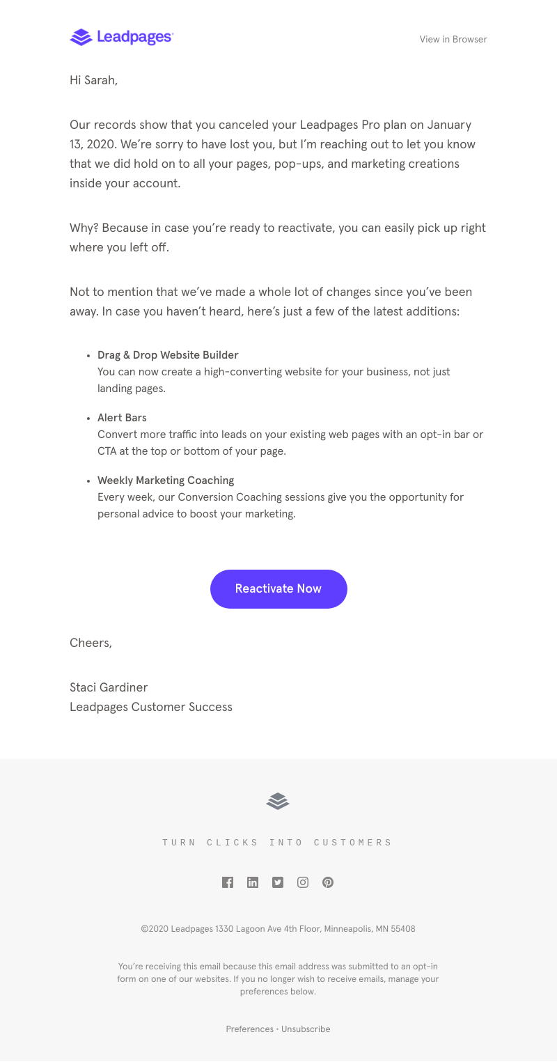 Leadpages - Pick up where you left off
