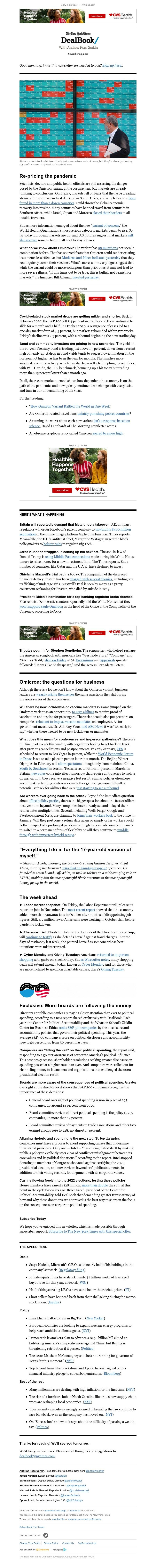 The New York Times - DealBook: Variant of concern?