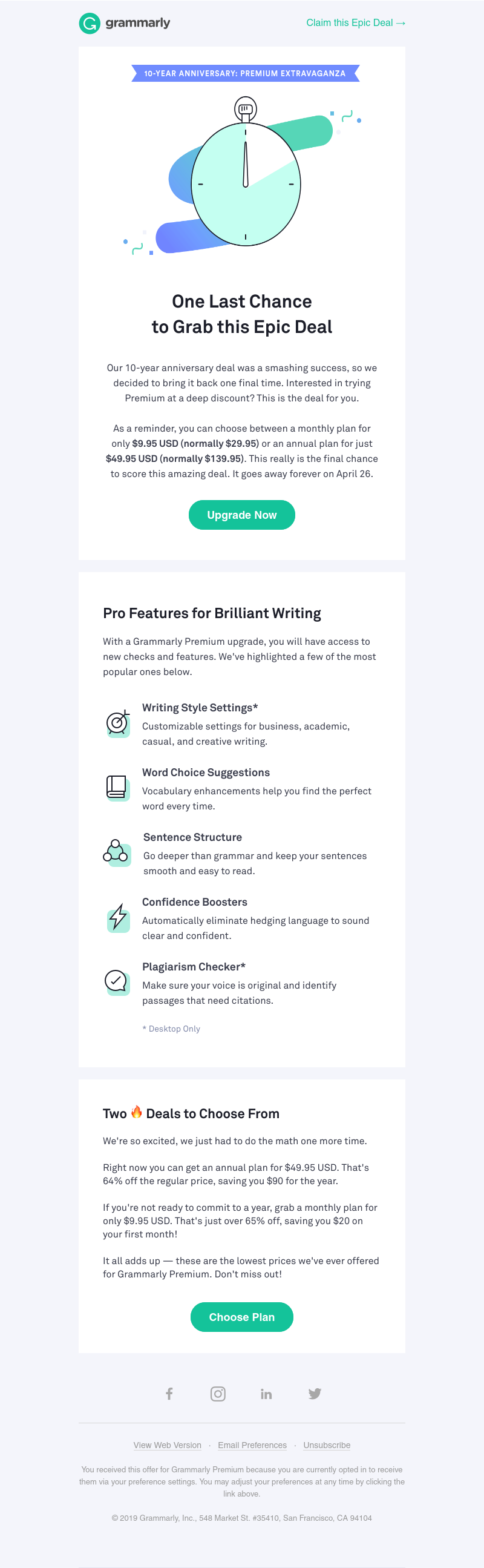 Grammarly - BACK FOR 3 DAYS: Our Best Offer EVER!