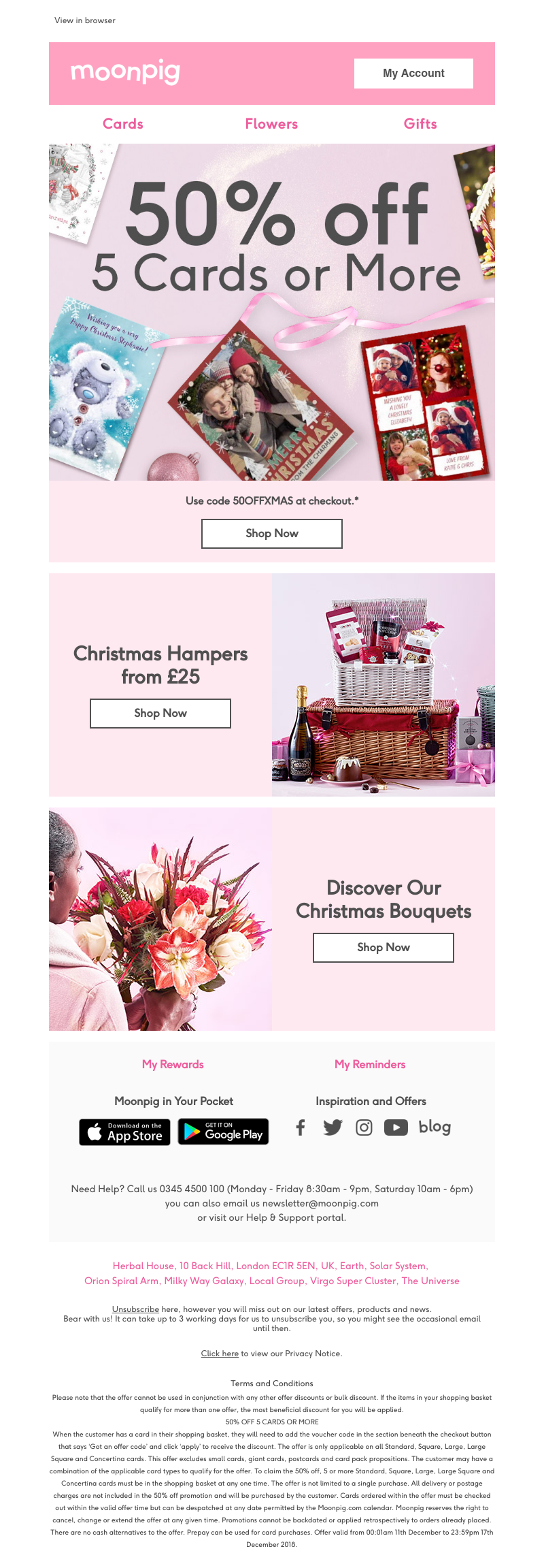 Moonpig - 50% off 5 cards or more?! Time to spread that Christmas joy!