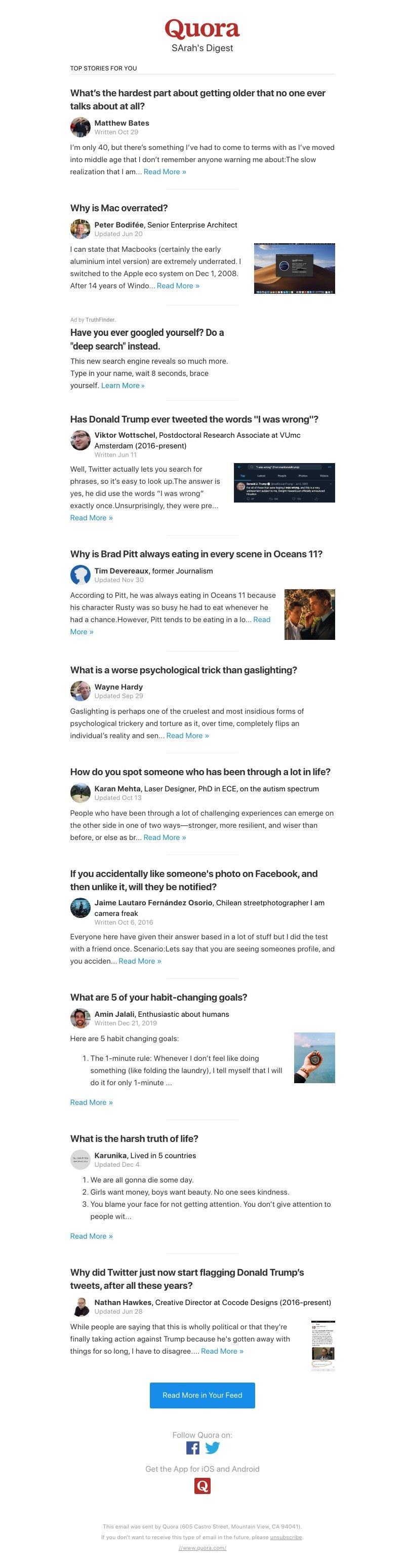 Quora - What’s the hardest part about getting older that no one ever talks about at all?