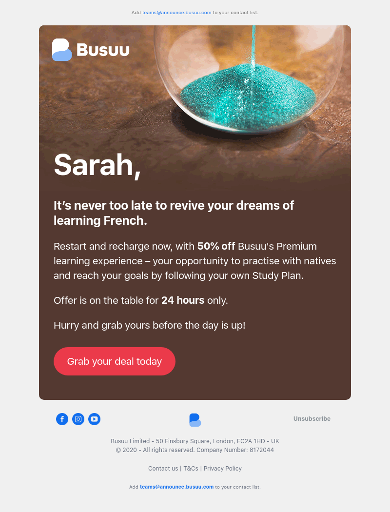 Busuu - Sarah, here's your chance to turn your language learning around 💪
