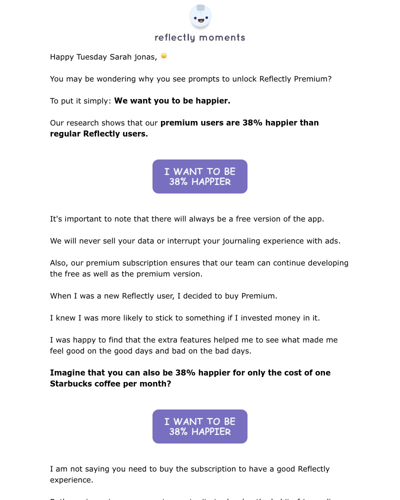 Reflectly - [38%] Happier with Reflectly premium 😄