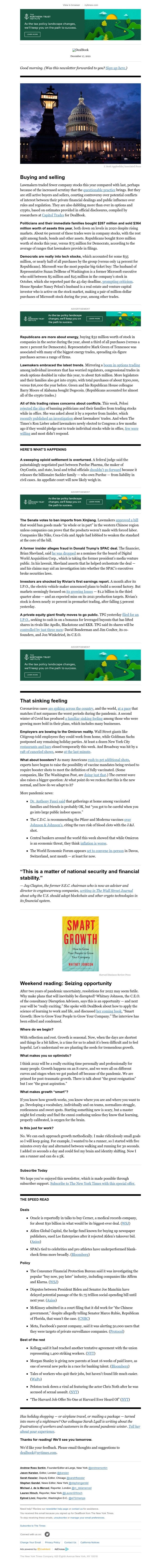 The New York Times - DealBook: What Congress traded in 2021