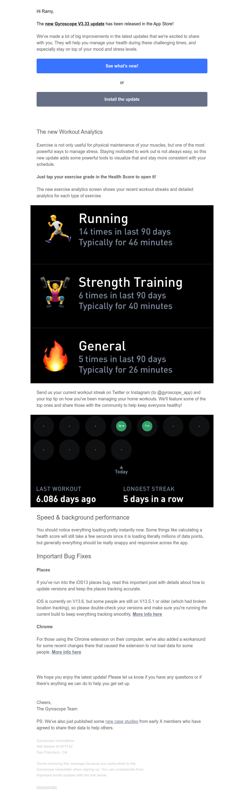 Gyroscope - New workout streaks & improvements in V3.33! 💫