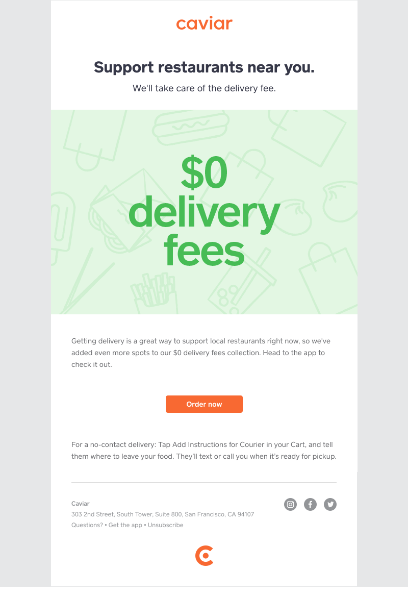  - More local restaurants with $0 delivery fees