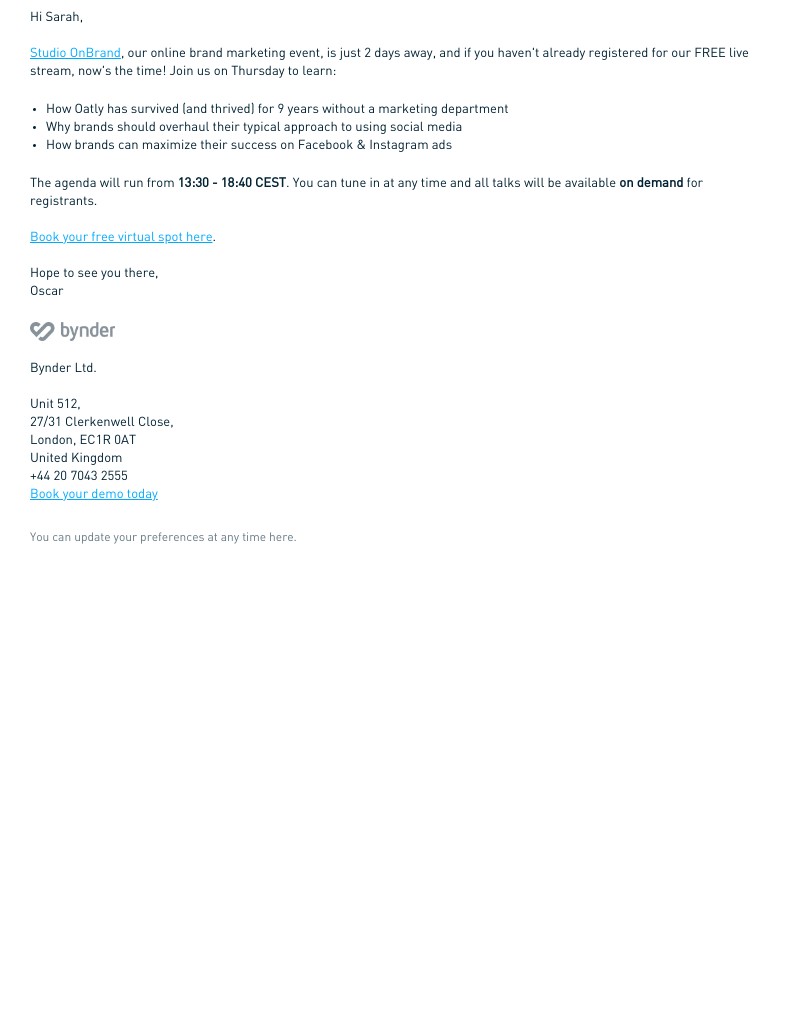 Bynder - Last chance to register for Bynder's Studio OnBrand on May 27-28