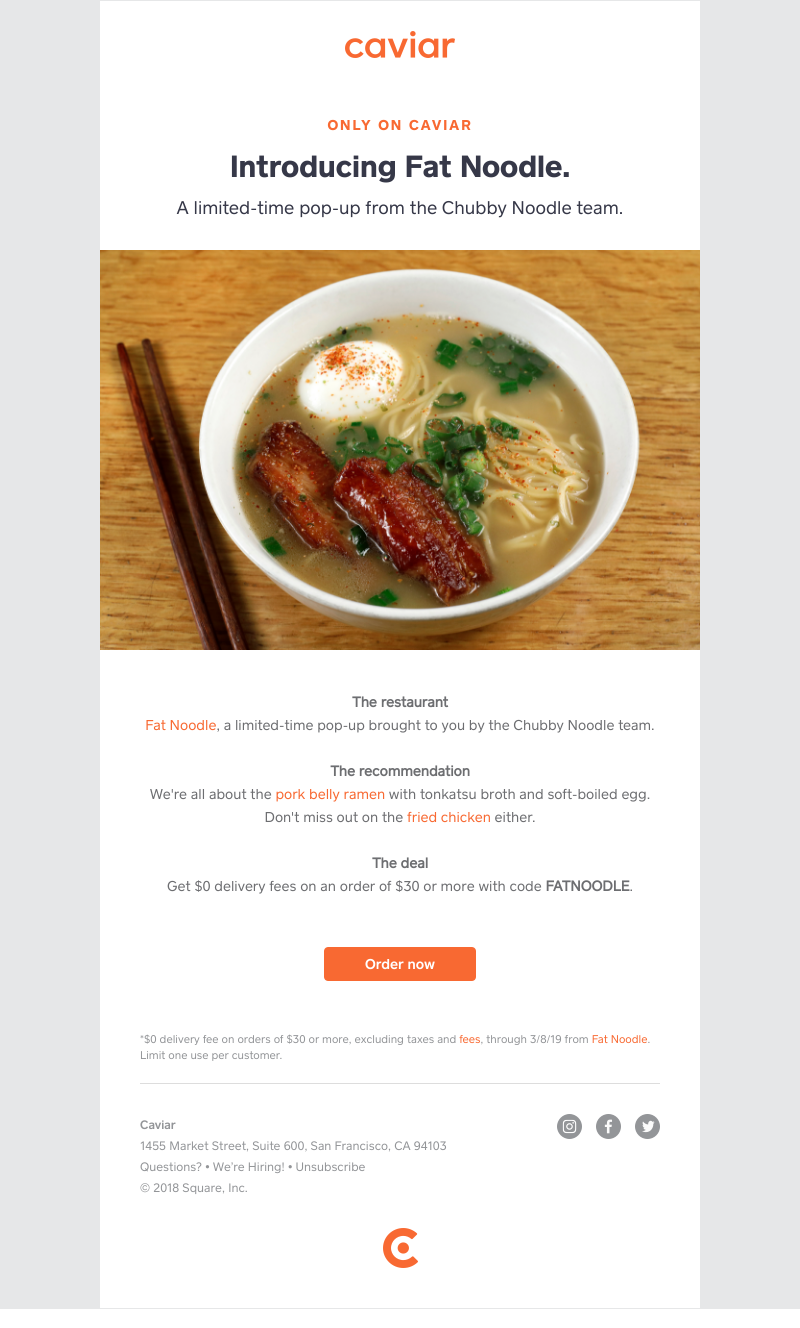  - Pop-up alert: Fat Noodle