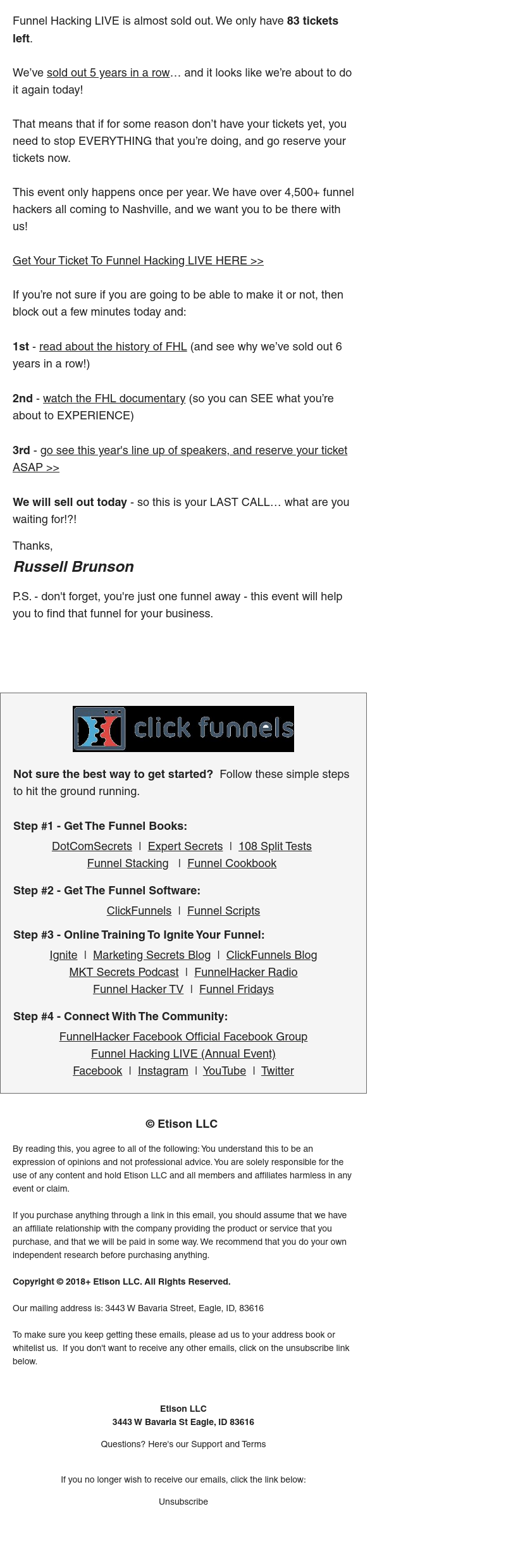 ClickFunnels - 83 tickets left…