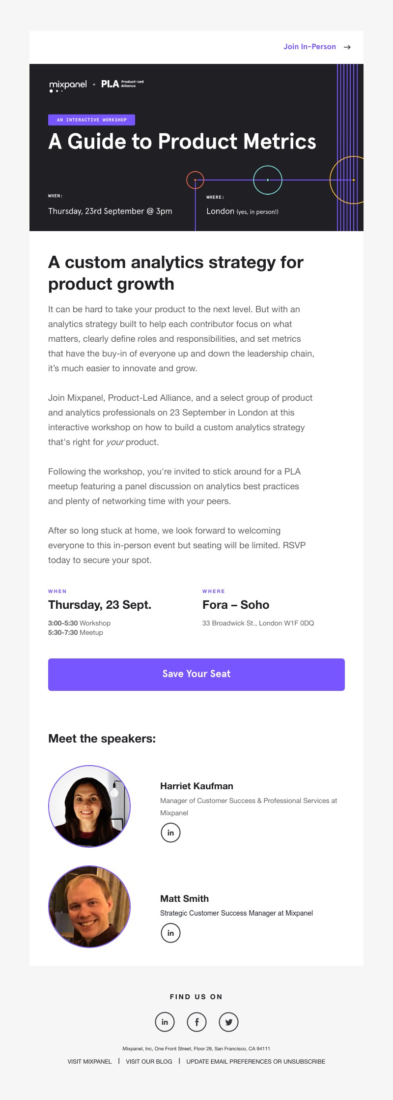 Mixpanel - Seats are limited- hurry! A Guide to Product Metrics in London on 23 Sept.