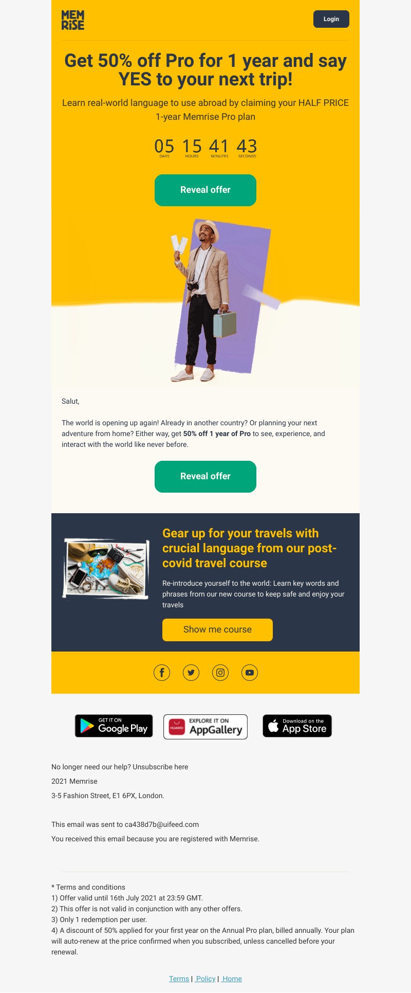 Memrise - Use 50% off a 1-year Pro plan to travel the world!