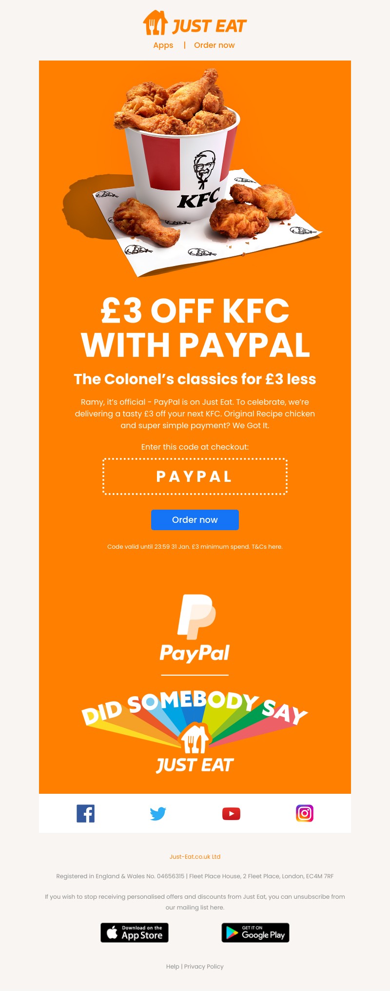 Just Eat - PayPal has landed on Just Eat!