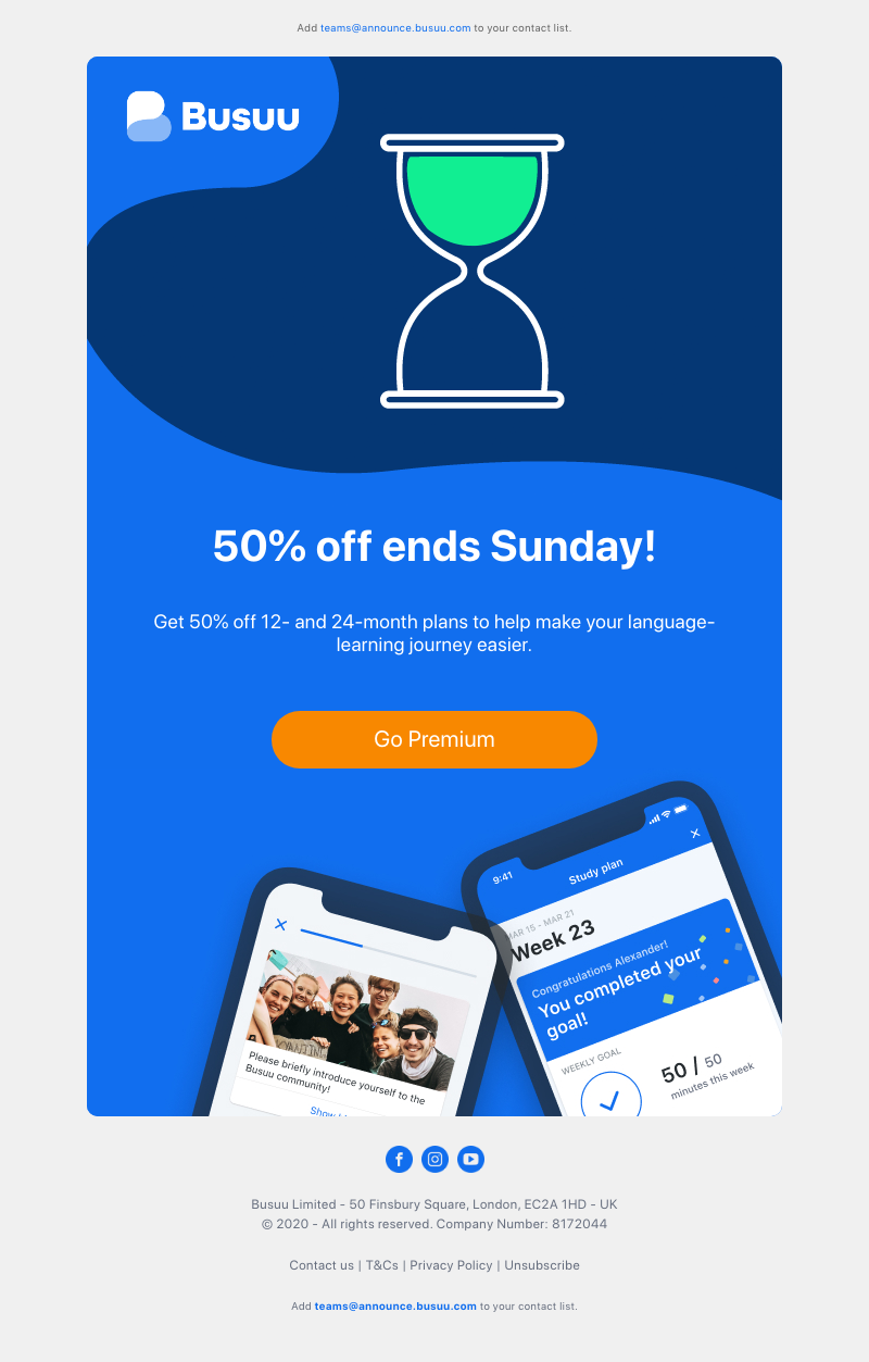 Busuu - ⏳ 50% off ends midnight! ⏳     