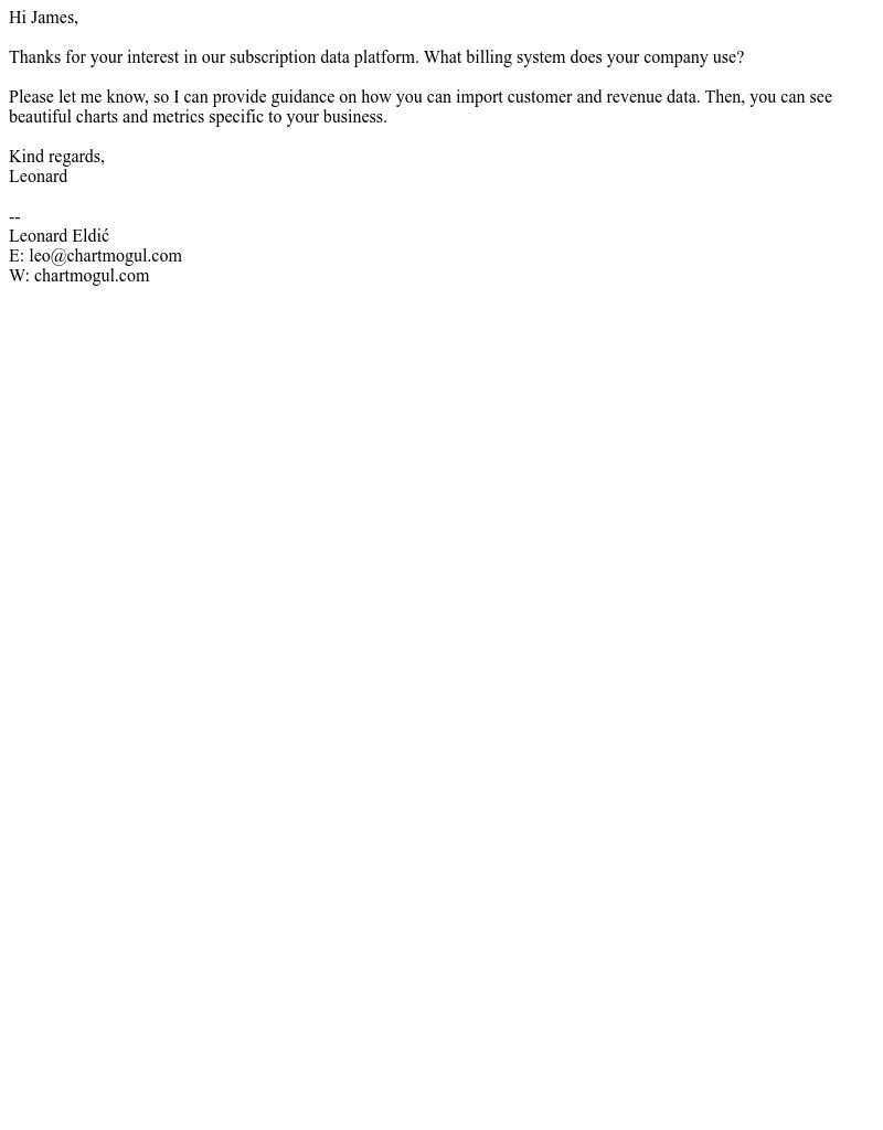  - Thanks for your interest in ChartMogul