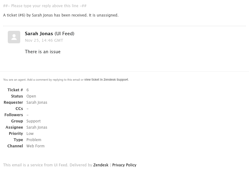 Zendesk - [UI Feed] This is a ticket