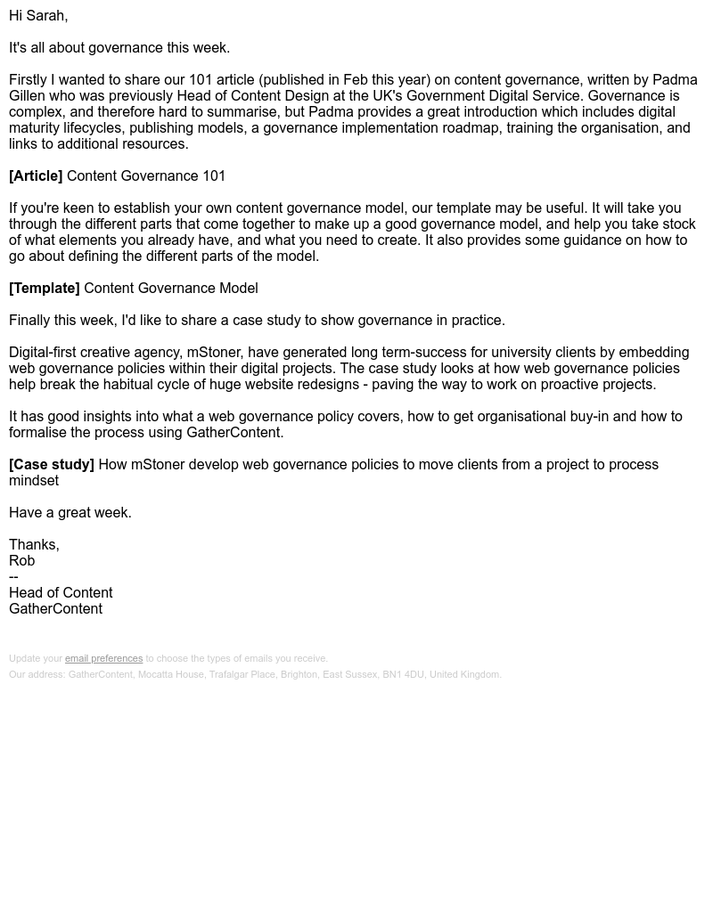 GatherContent - Content Governance: getting started, a template and a case study
