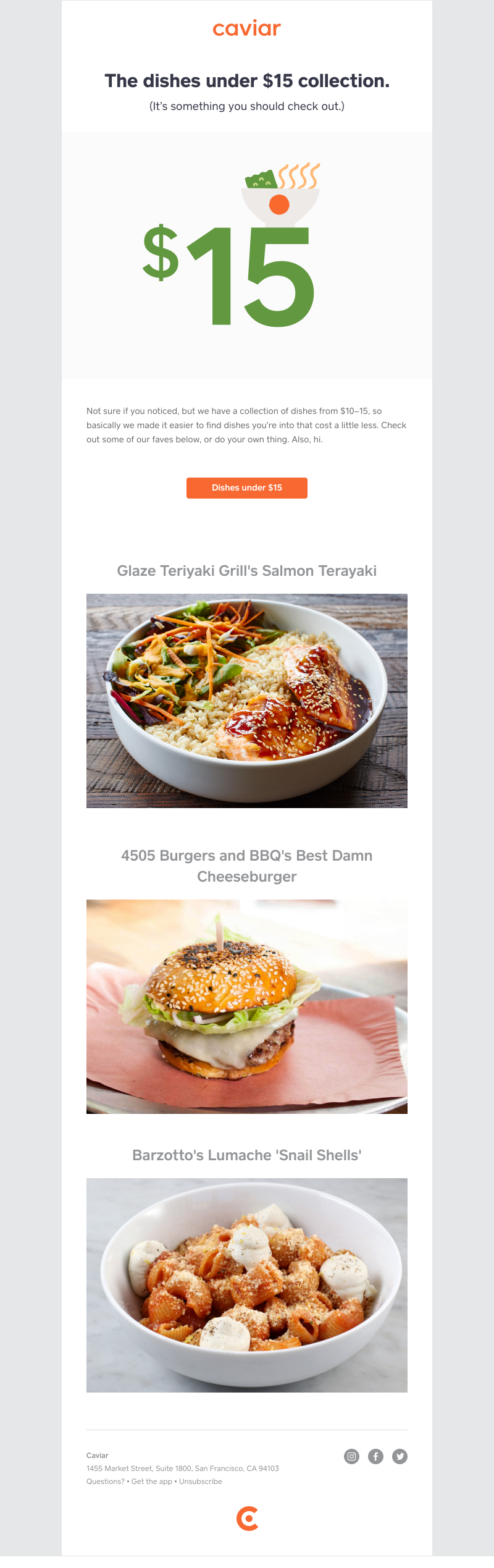  - Btw, we have food under $15