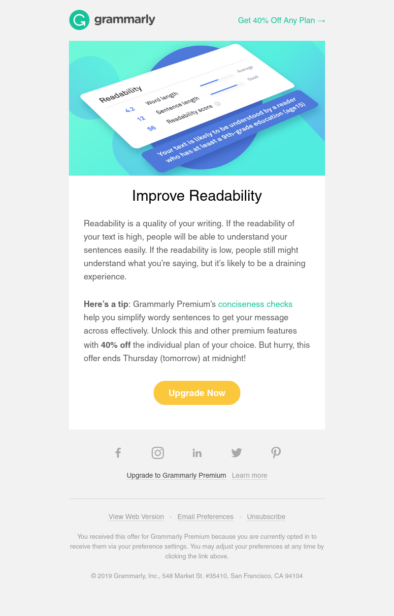 Grammarly - LAST CHANCE: Get 40% Off Any Individual Plan