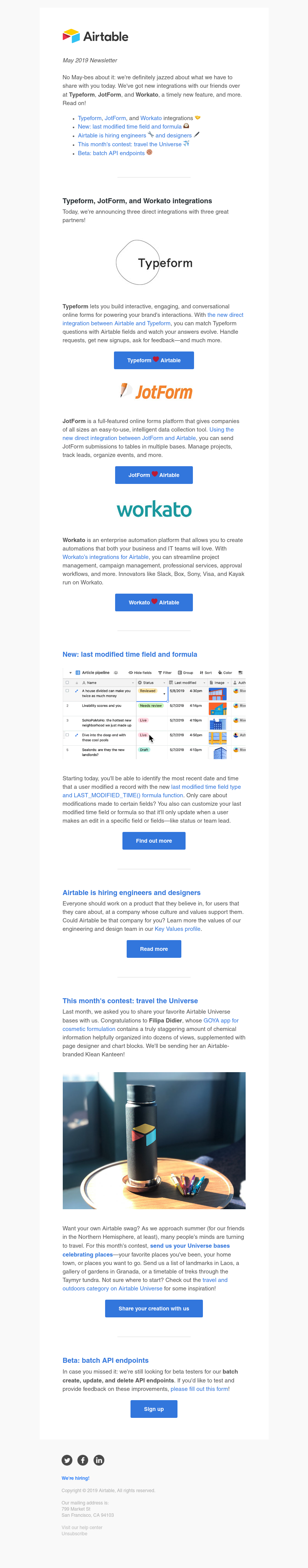 Airtable - Three new integrations, last modified time, and more
