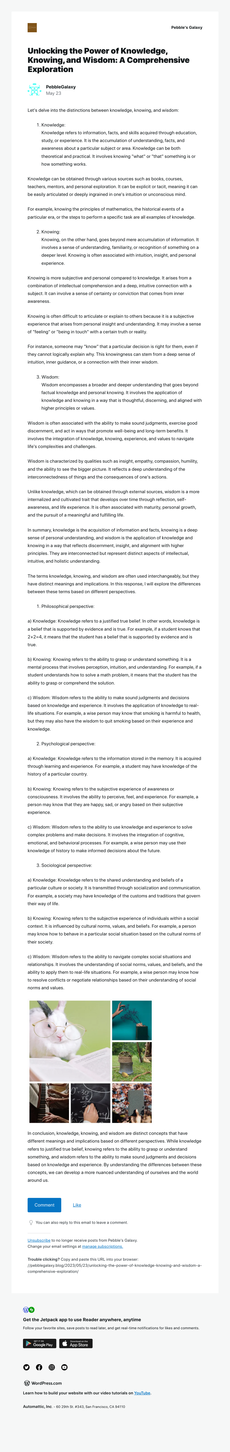 WordPress - [New post] Unlocking the Power of Knowledge, Knowing, and Wisdom: A Comprehensive Exploration