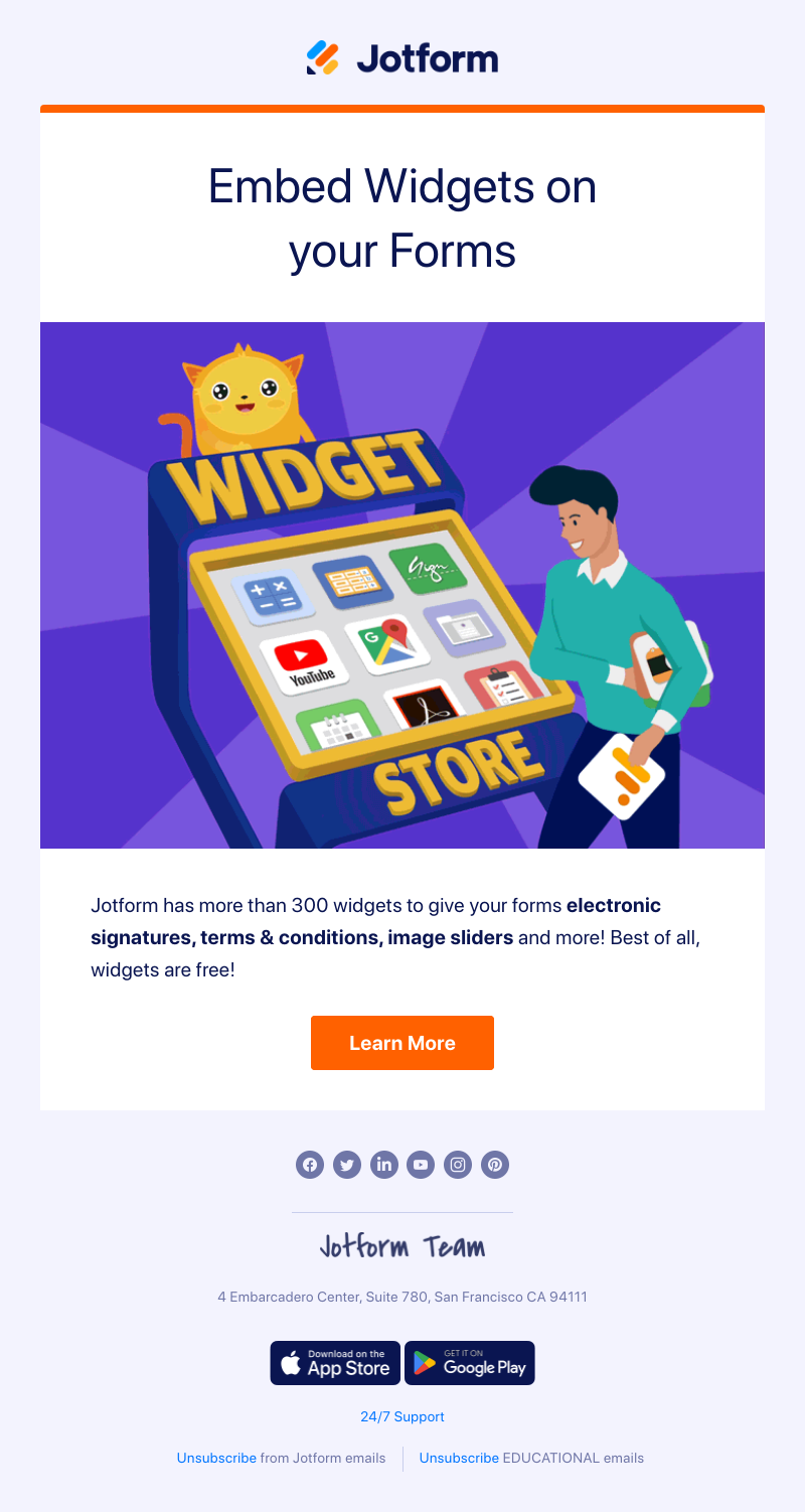 Jotform - AdobeSign, GoogleMaps, YouTube, and 300+ more widgets