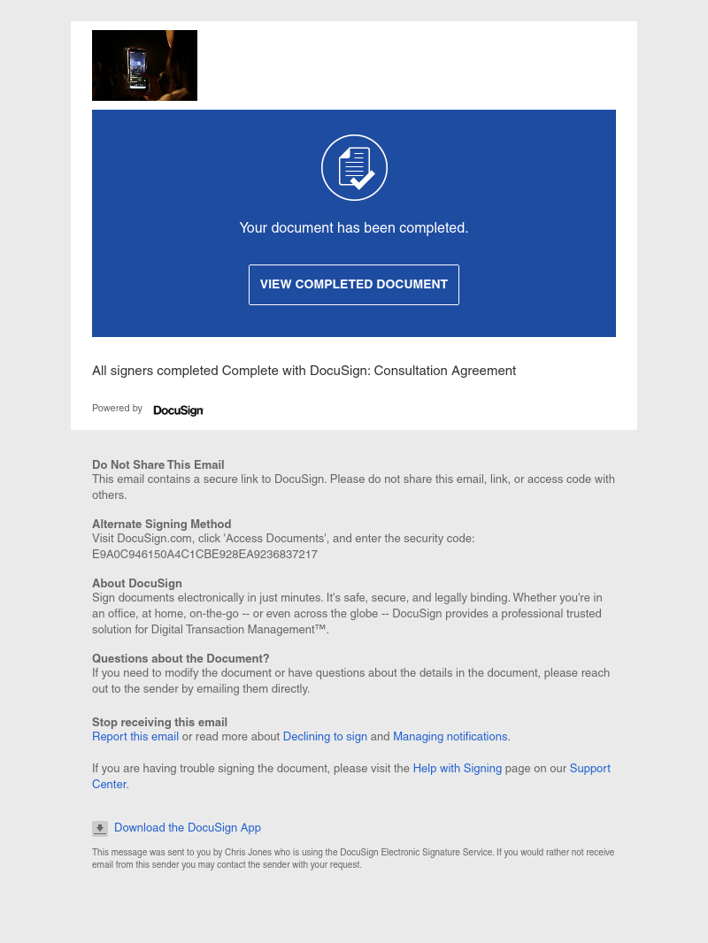  - Completed: Complete with DocuSign: Consultation Agreement