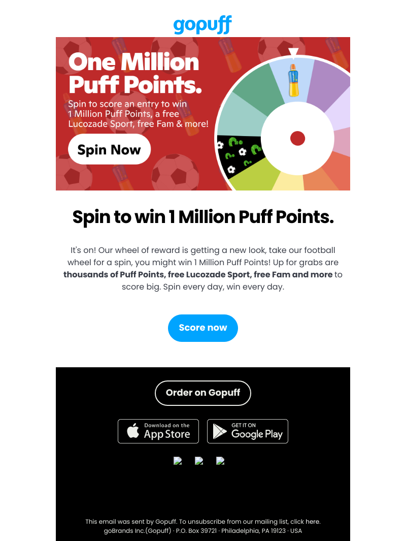 Gopuff - Score 1 Million Puff Points ⚽️