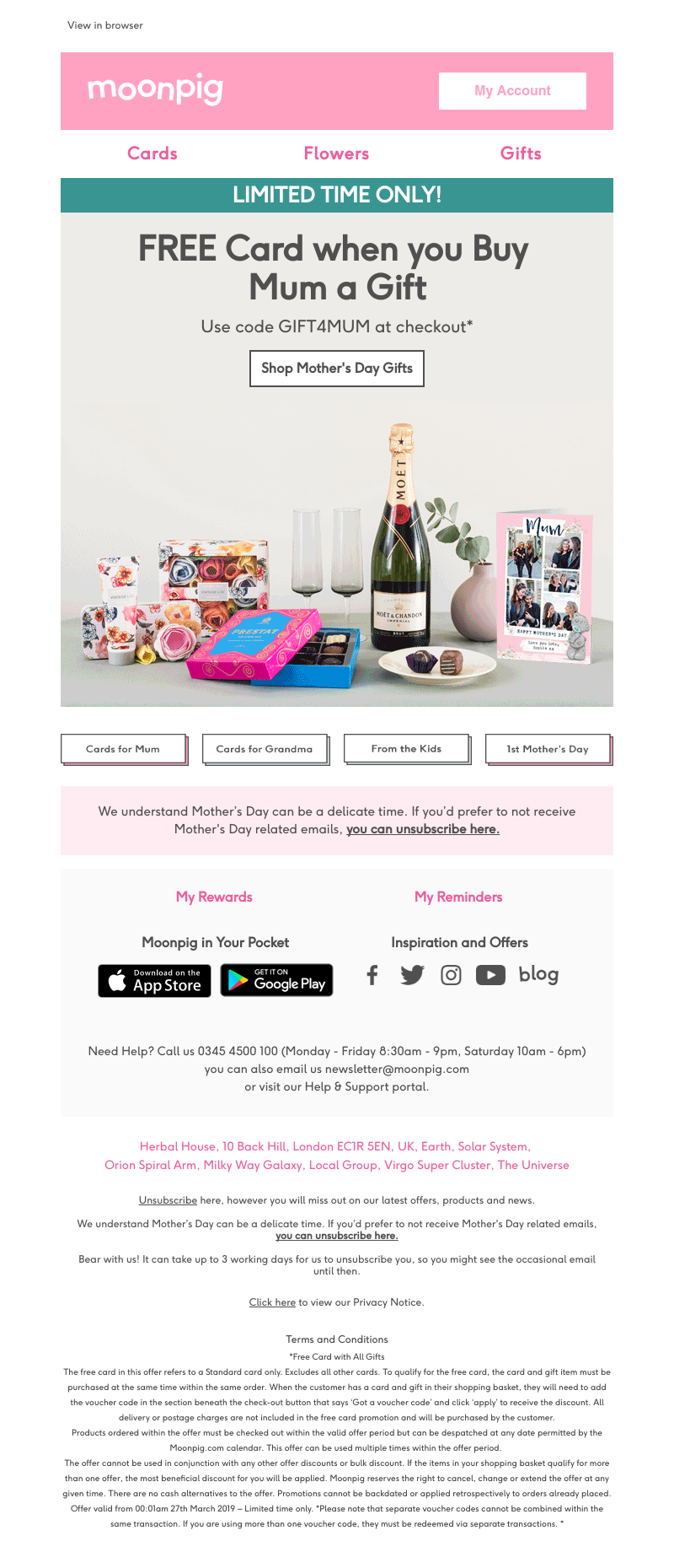 Moonpig - FREE card when you buy any gift!