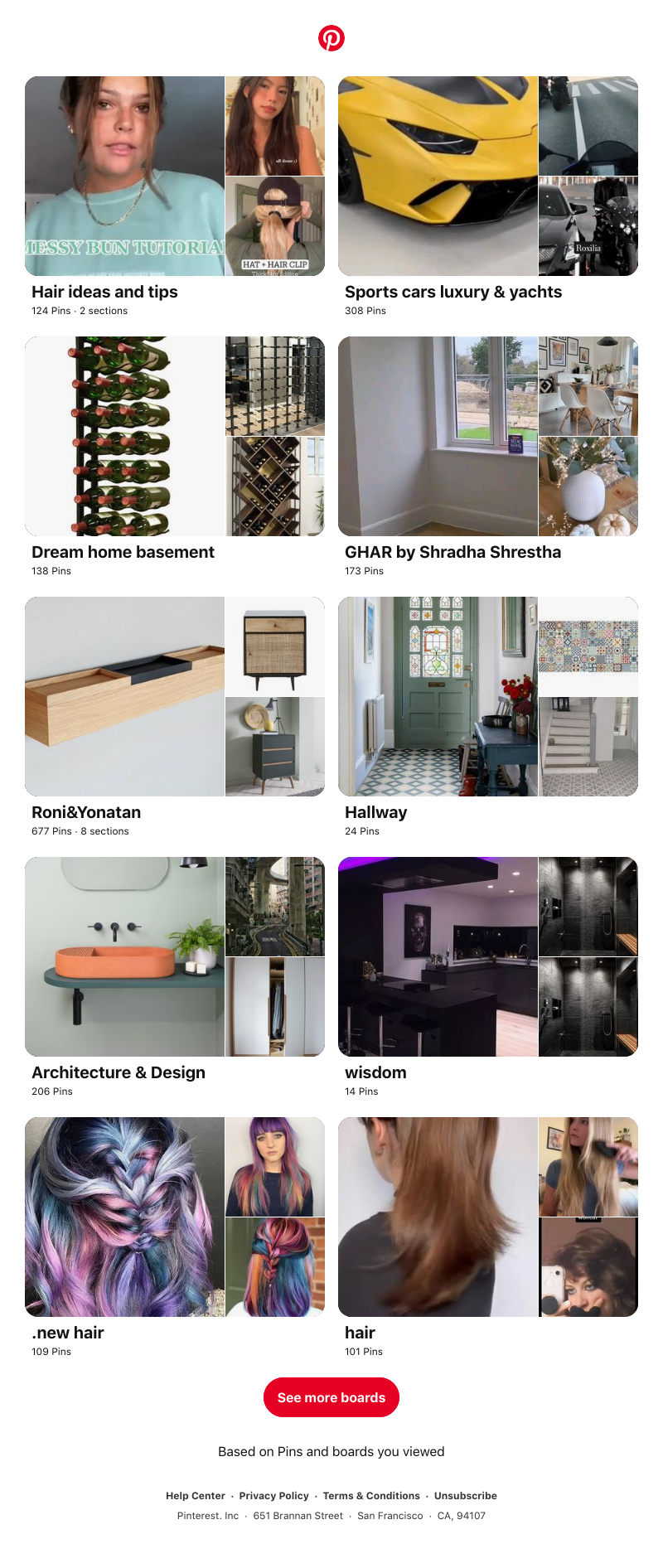Pinterest - "Hair ideas and tips", "Sports cars luxury & yachts" and 8 other boards like yours