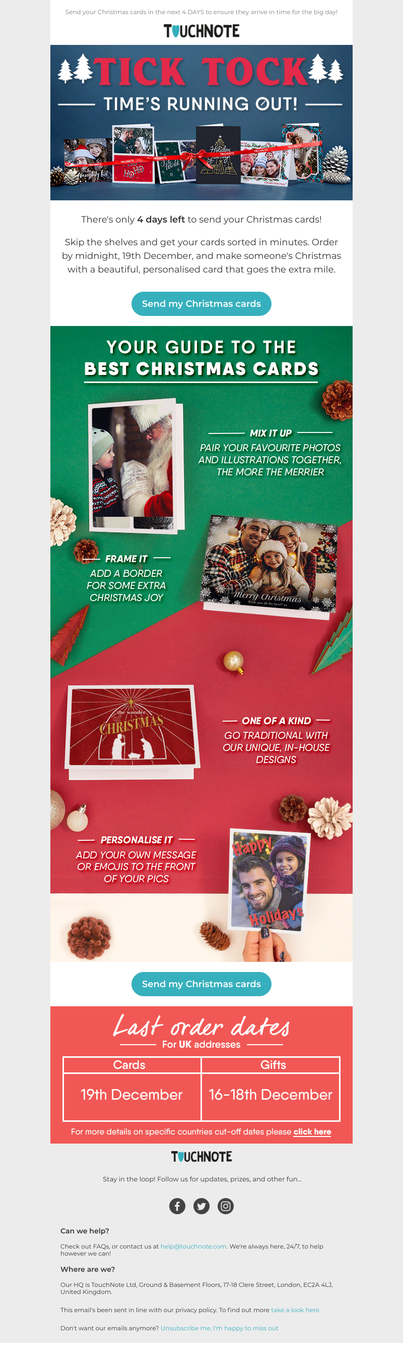 TouchNote - Sarah, there's just 4 days left to order! 💌