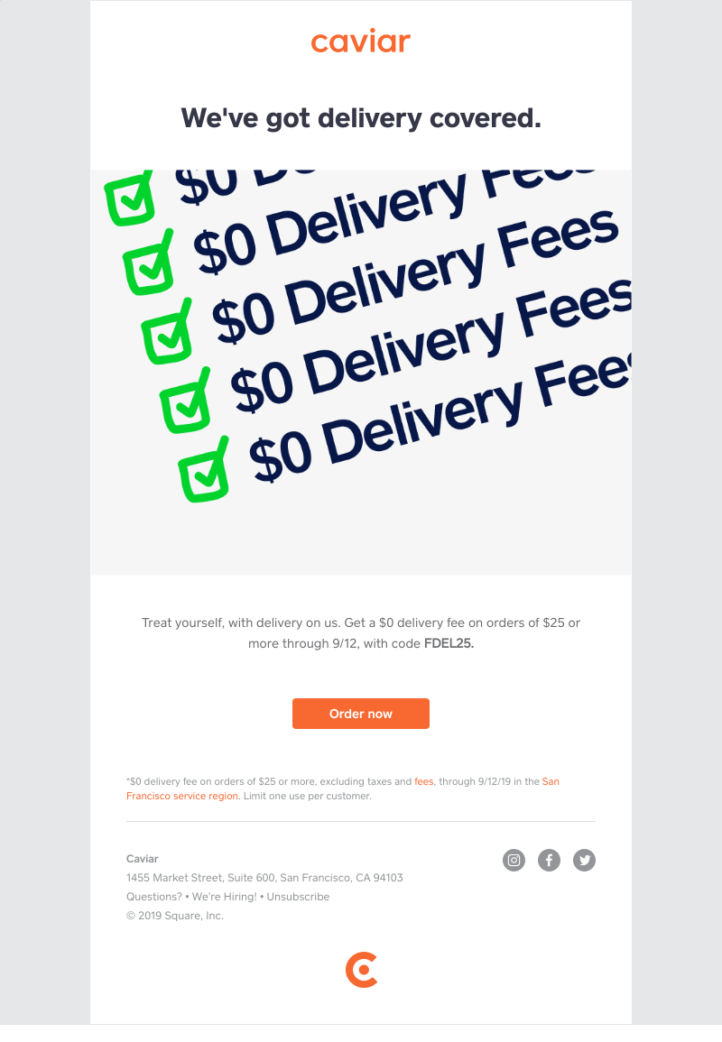  - Delivery fees are on us