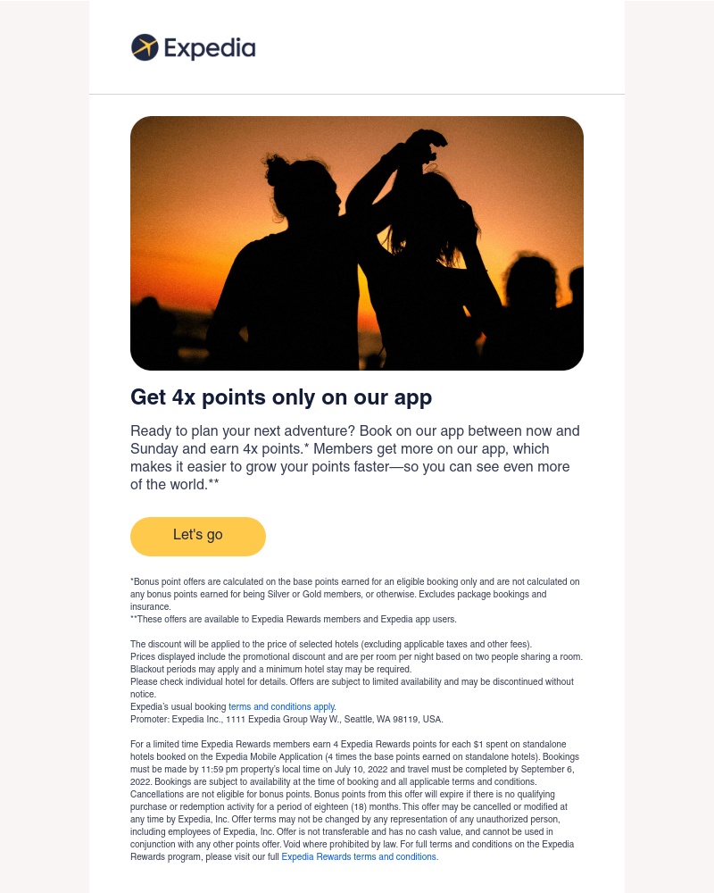 Expedia - 4 days only – get 4x points on our app