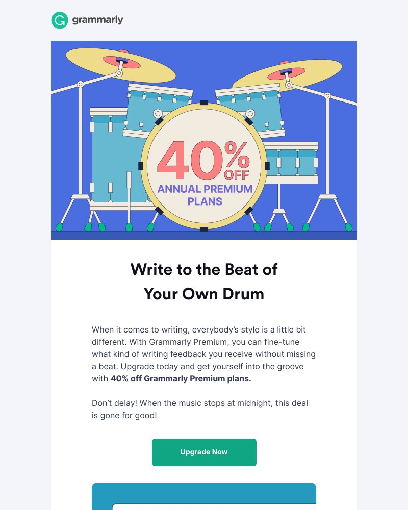 Grammarly - 40% off Grammarly Premium ends TODAY!