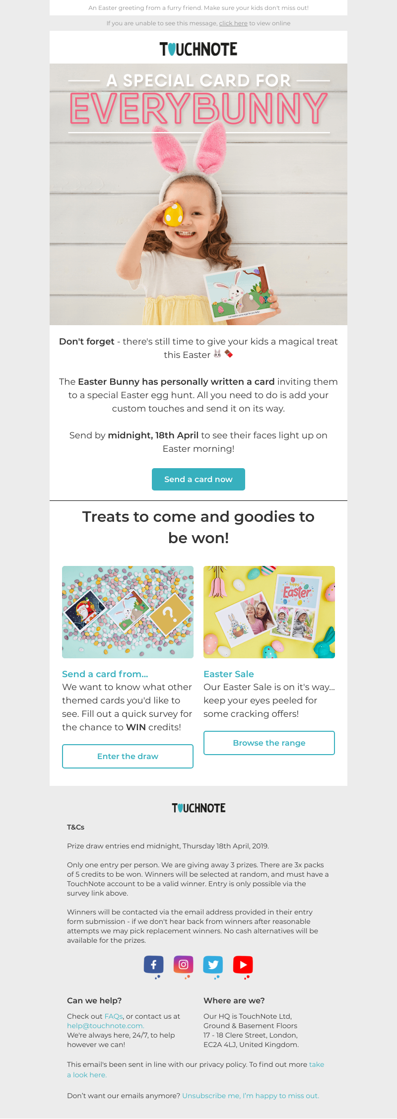 TouchNote - 🐰 Sarah, don't forget to send a message from the Easter Bunny
