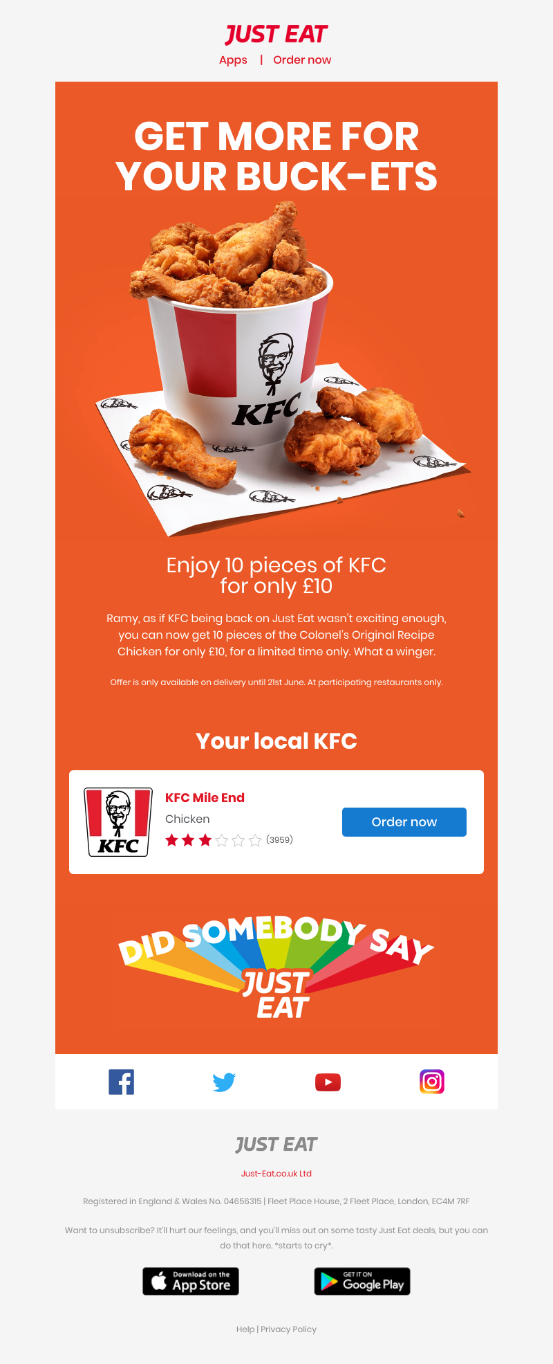 Just Eat - Ramy, drum roll please... 🍗 