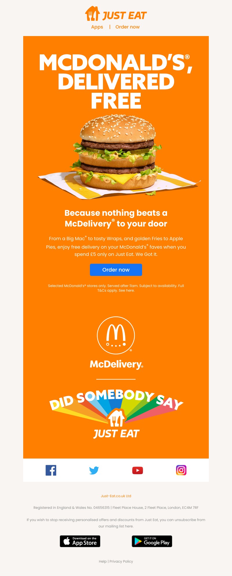 Just Eat - Get free delivery on McDonald’s®🍟
