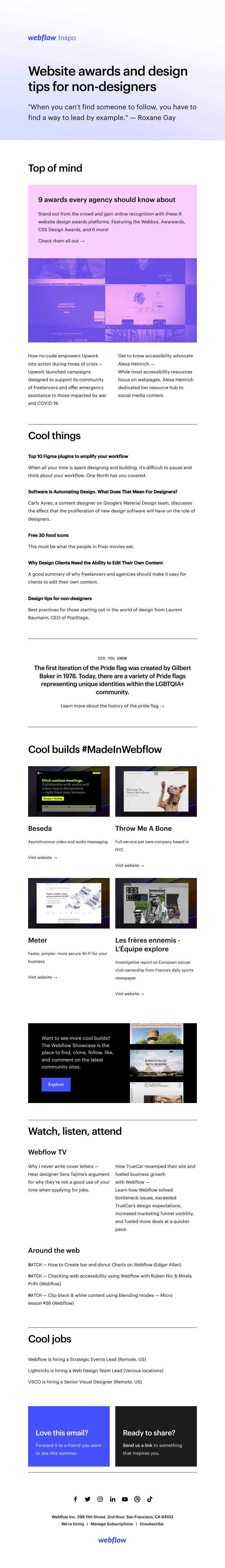 Webflow - Website awards and design tips for non-designers 👋
