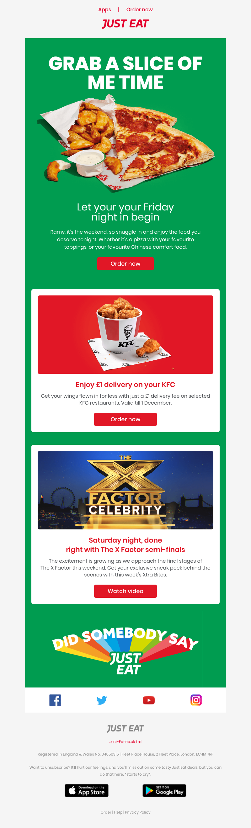 Just Eat - Comfies ✅ Telly ✅ Takeaway ✅